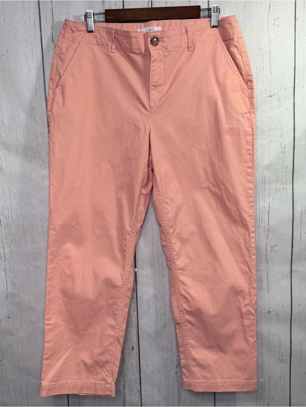 Loft  The Slim Peach Chino Pants Size 10 Cotton Stretch Straight Leg Casual